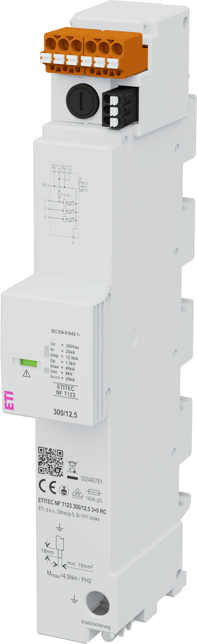 Prenapetostni odvodnik ETITEC NF T123 300/12,5 3+0 RC 002440761