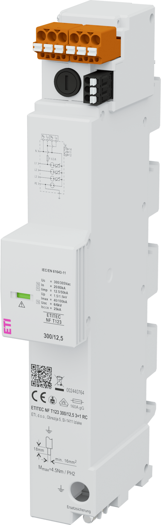 Prenapetostni odvodnik ETITEC NF T123 300/12,5 3+1 RC 002440764