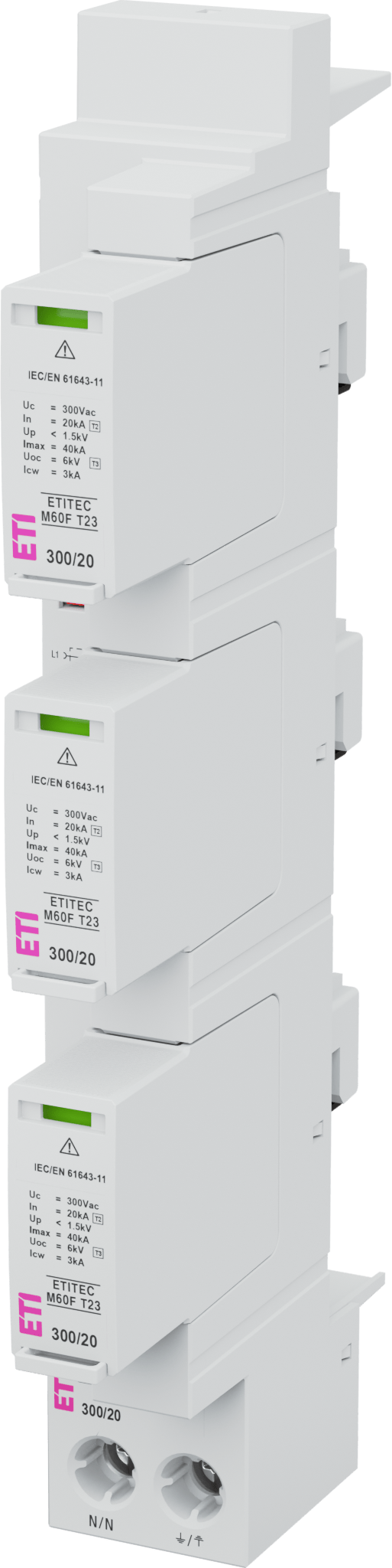 Prenapetostni odvodnik ETITEC M60F T23 300/20 3+1 002440860