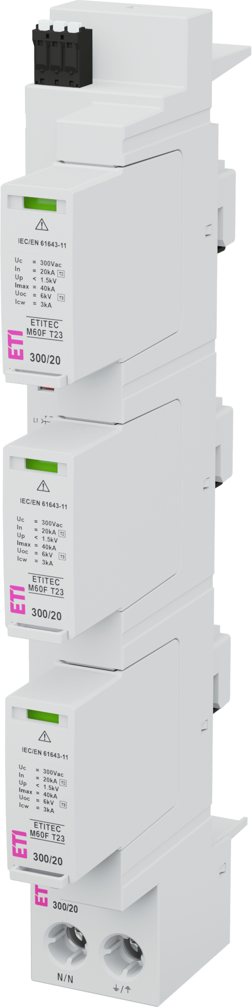 Prenapetostni odvodnik ETITEC M60F T23 300/20 3+1 RC 002440861