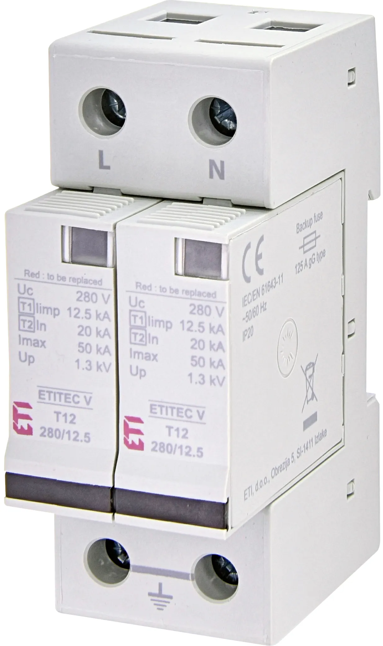 Prenapetostni odvodnik ETITEC V T12 280/12,5 2+0 002442902