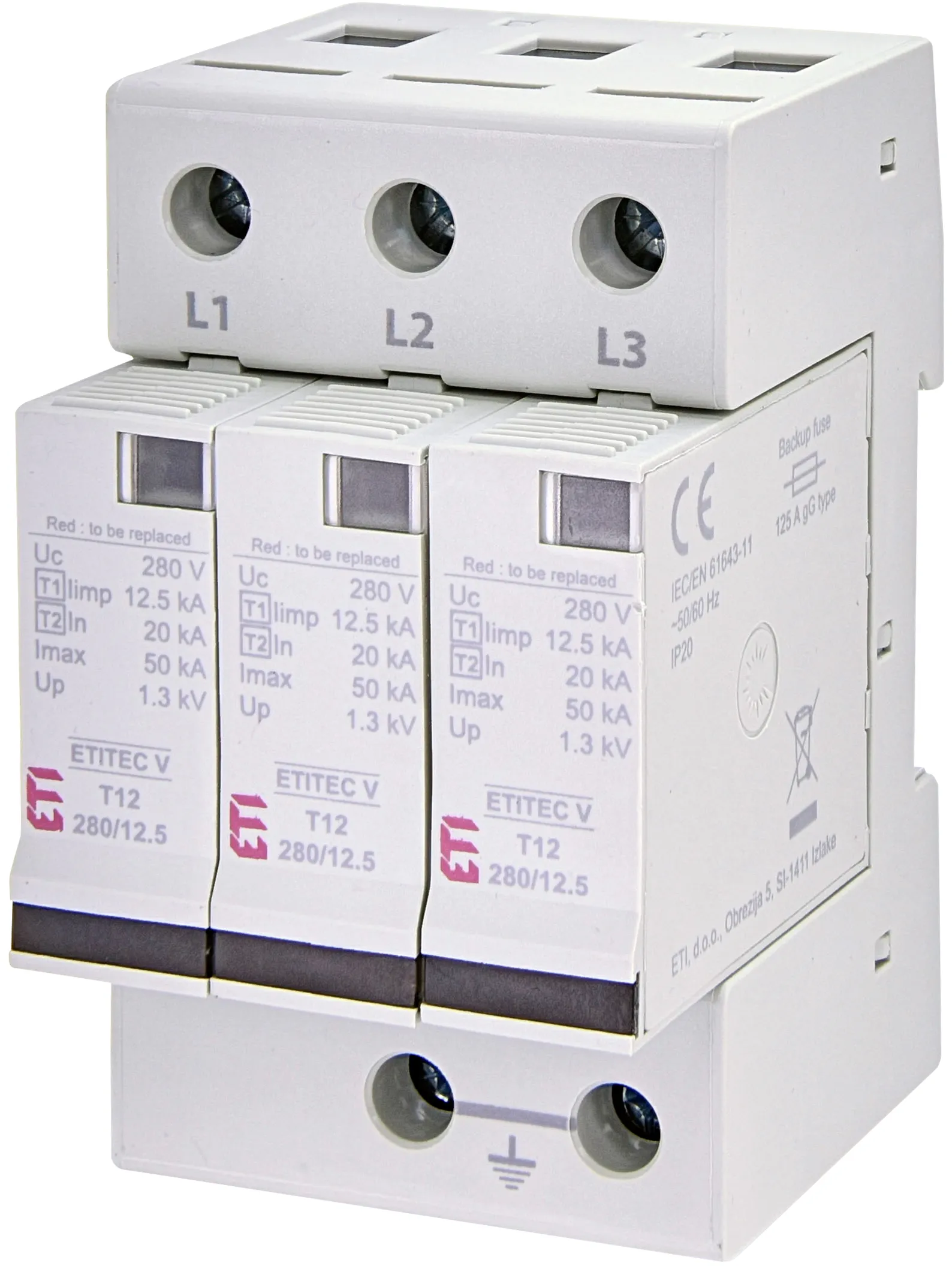 Prenapetostni odvodnik ETITEC V T12 280/12,5 3+0 RC 002442915