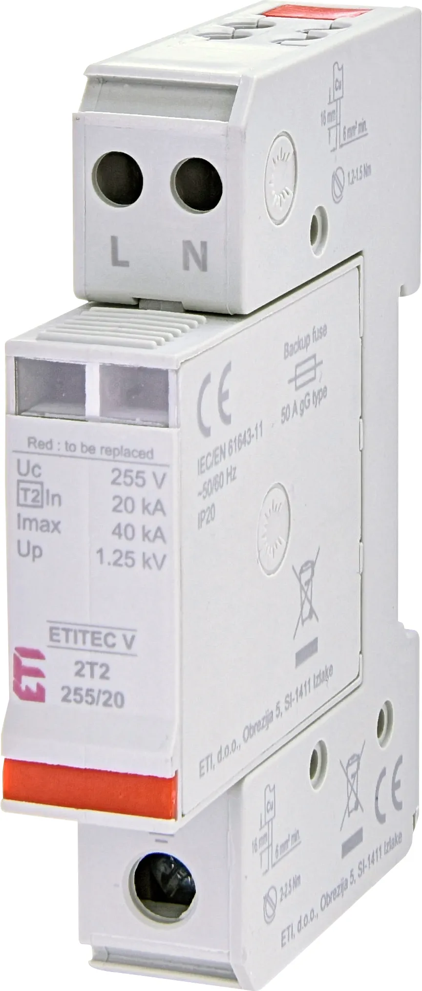 Prenapetostni odvodnik ETITEC V 2T2 440/20 2+0 002442941