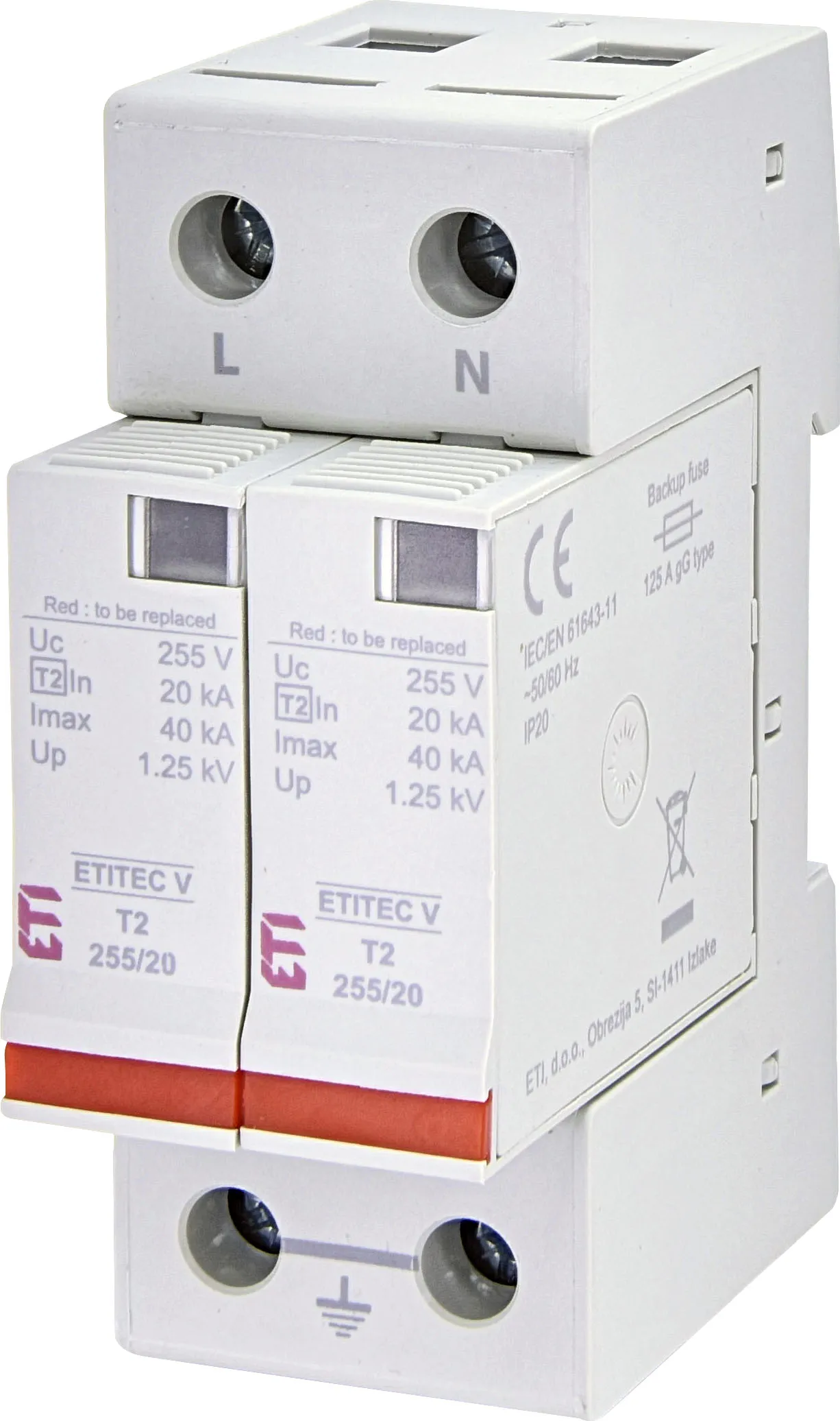 Prenapetostni odvodnik ETITEC V T2 440/20 2+0 RC 002442965