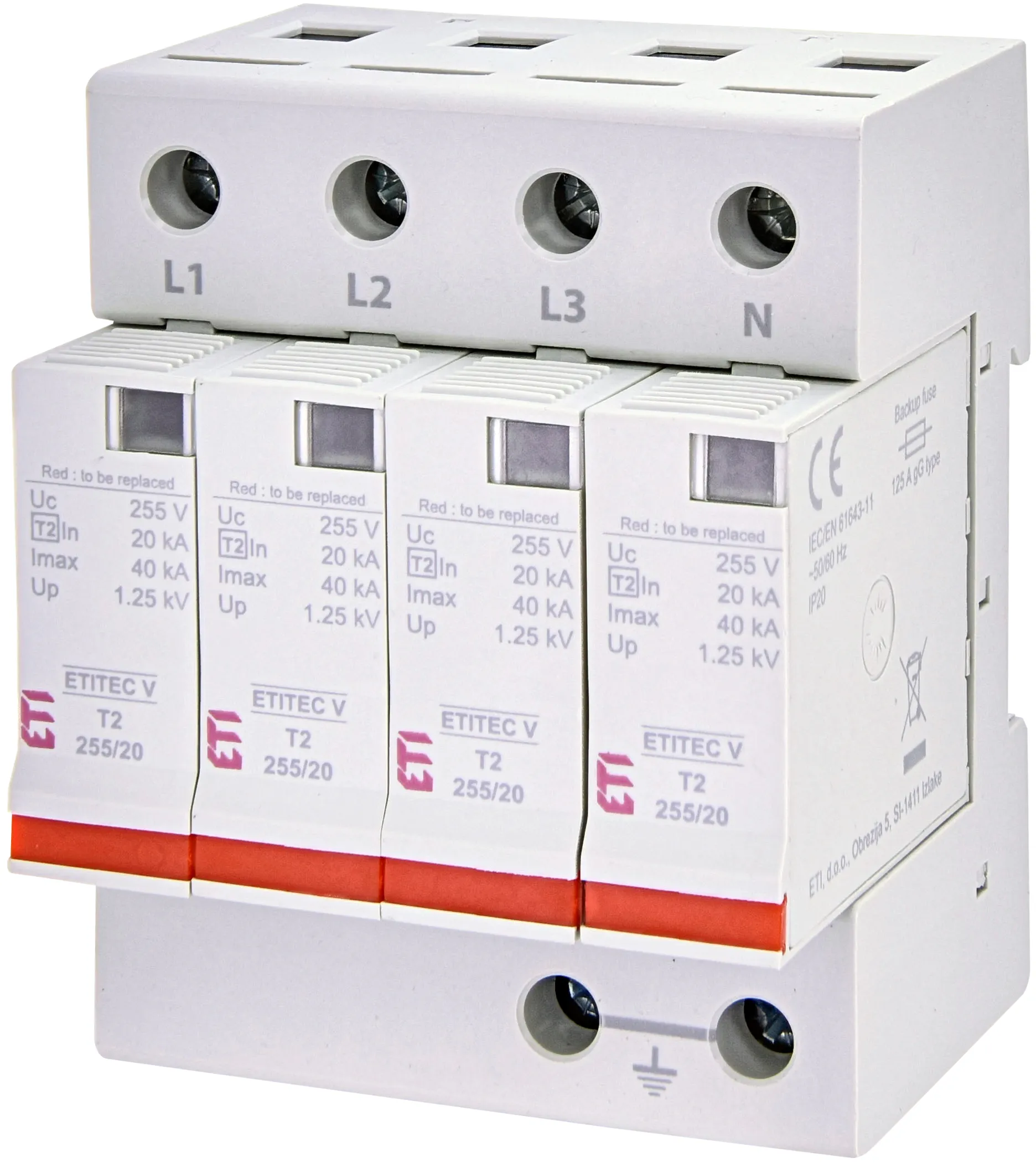 Prenapetostni odvodnik ETITEC V T2 440/20 4+0 RC 002442967