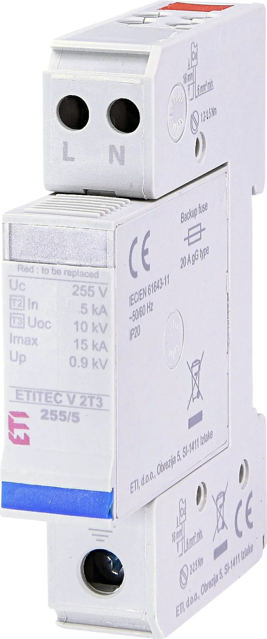 Prenapetostni odvodnik ETITEC V 2T3 440/5 2+0 RC 002442975