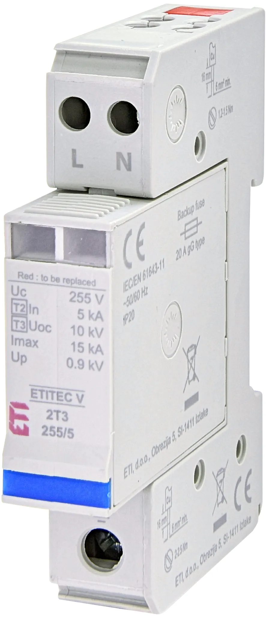 Prenapetostni odvodnik ETITEC V 2T3 255/5 1+1 RC 002442976