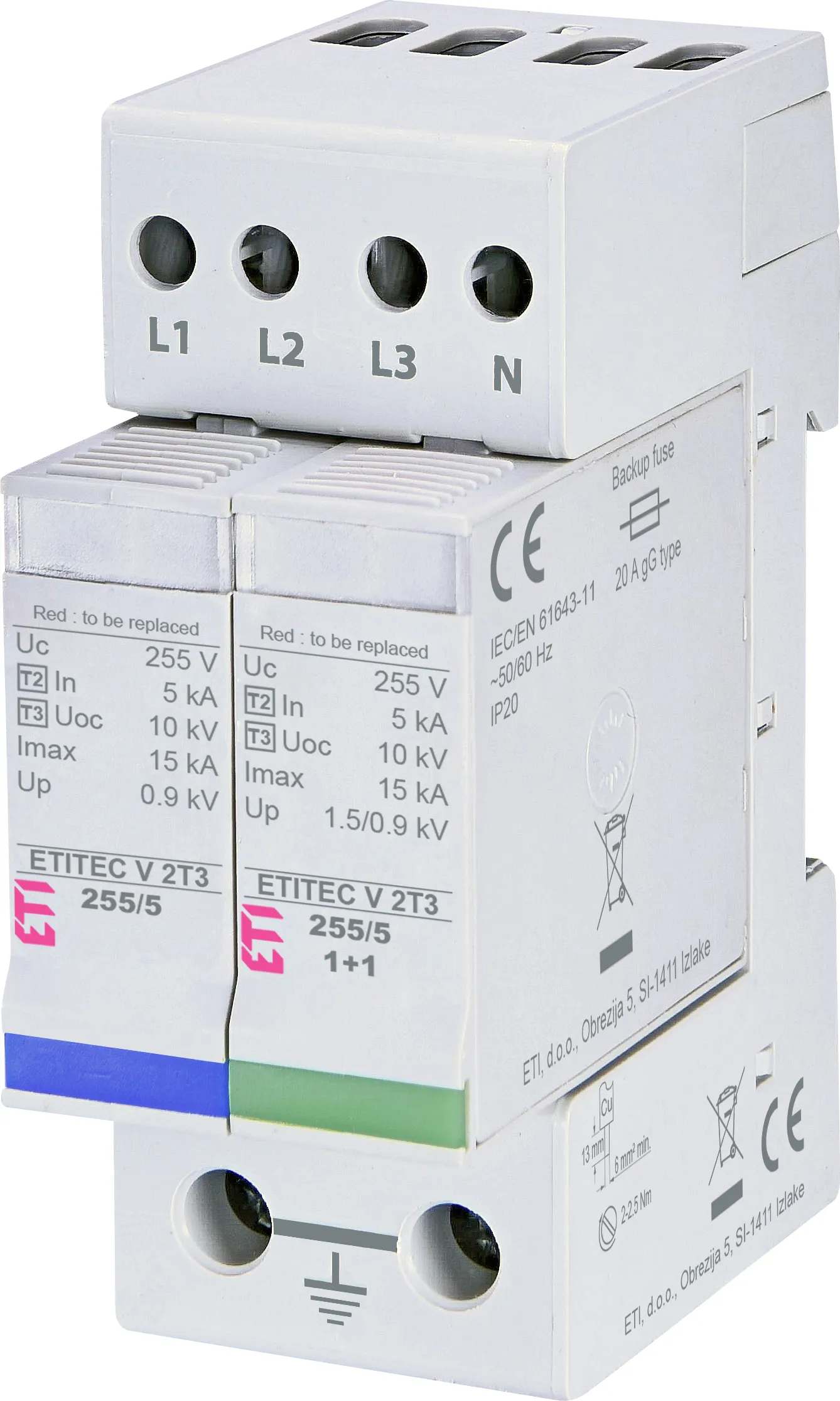 Prenapetostni odvodnik ETITEC V 2T3 440/5 4+0 RC 002442978