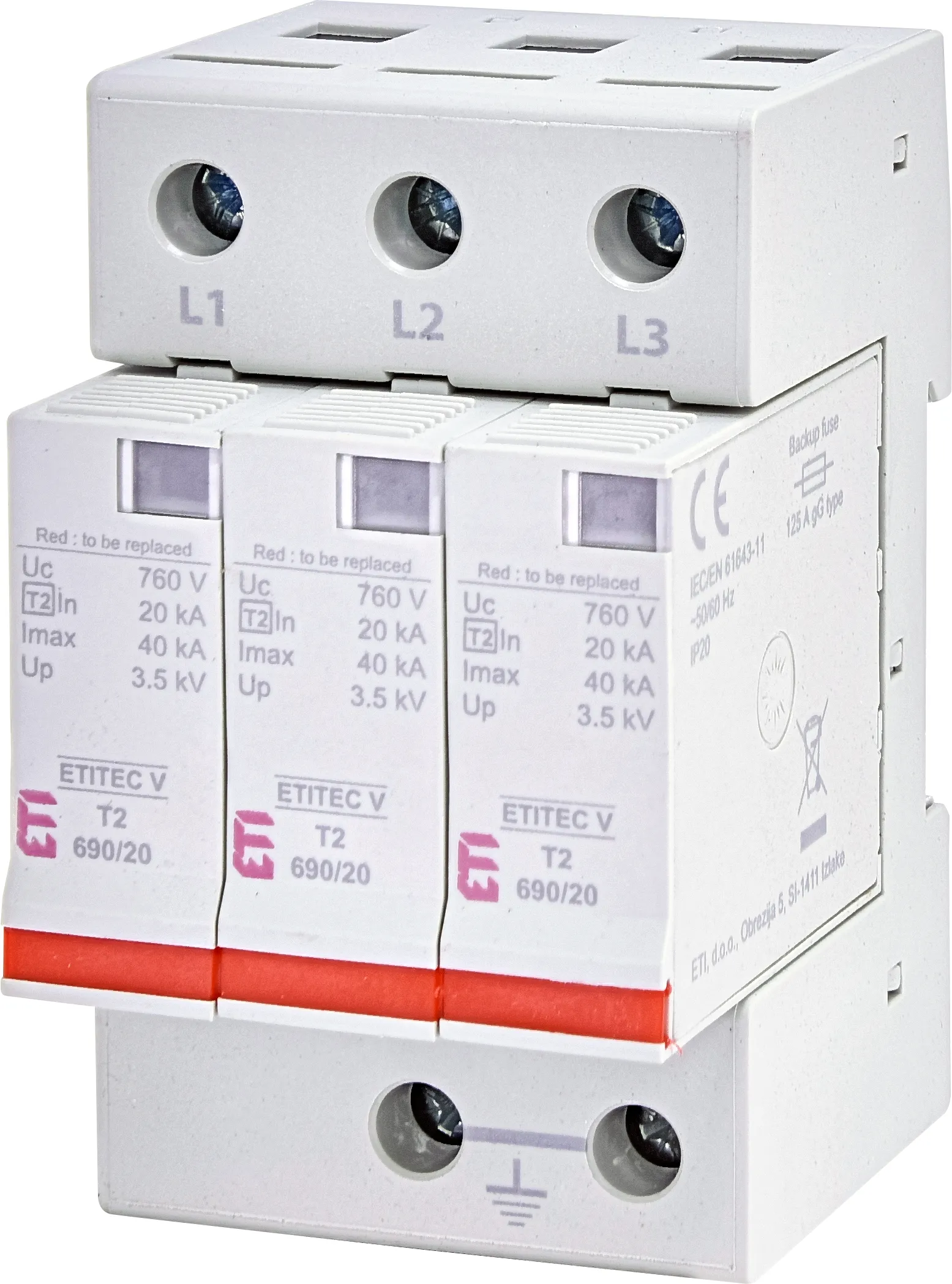 Prenapetostni odvodnik ETITEC V T2 690/20 3+0 RC 002442988