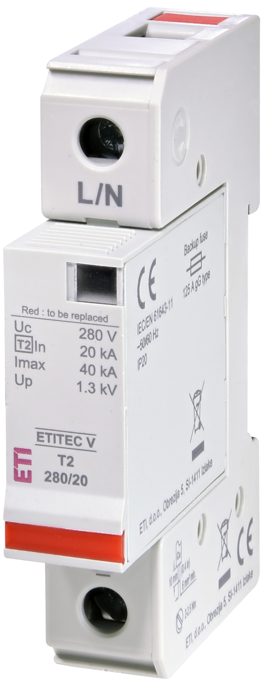 Prenapetostni odvodnik ETITEC V T2 280/20 1+0 002443010