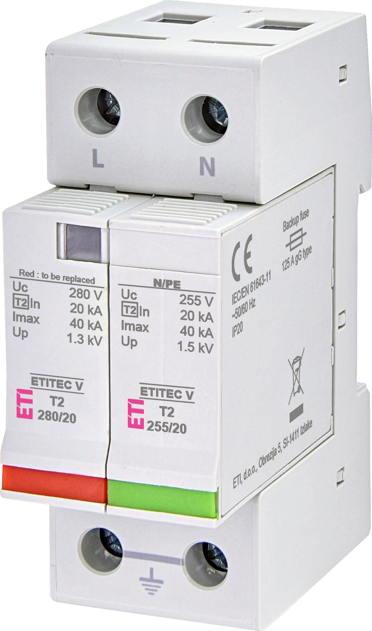 Prenapetostni odvodnik ETITEC V T2 280/20 1+1 002443012
