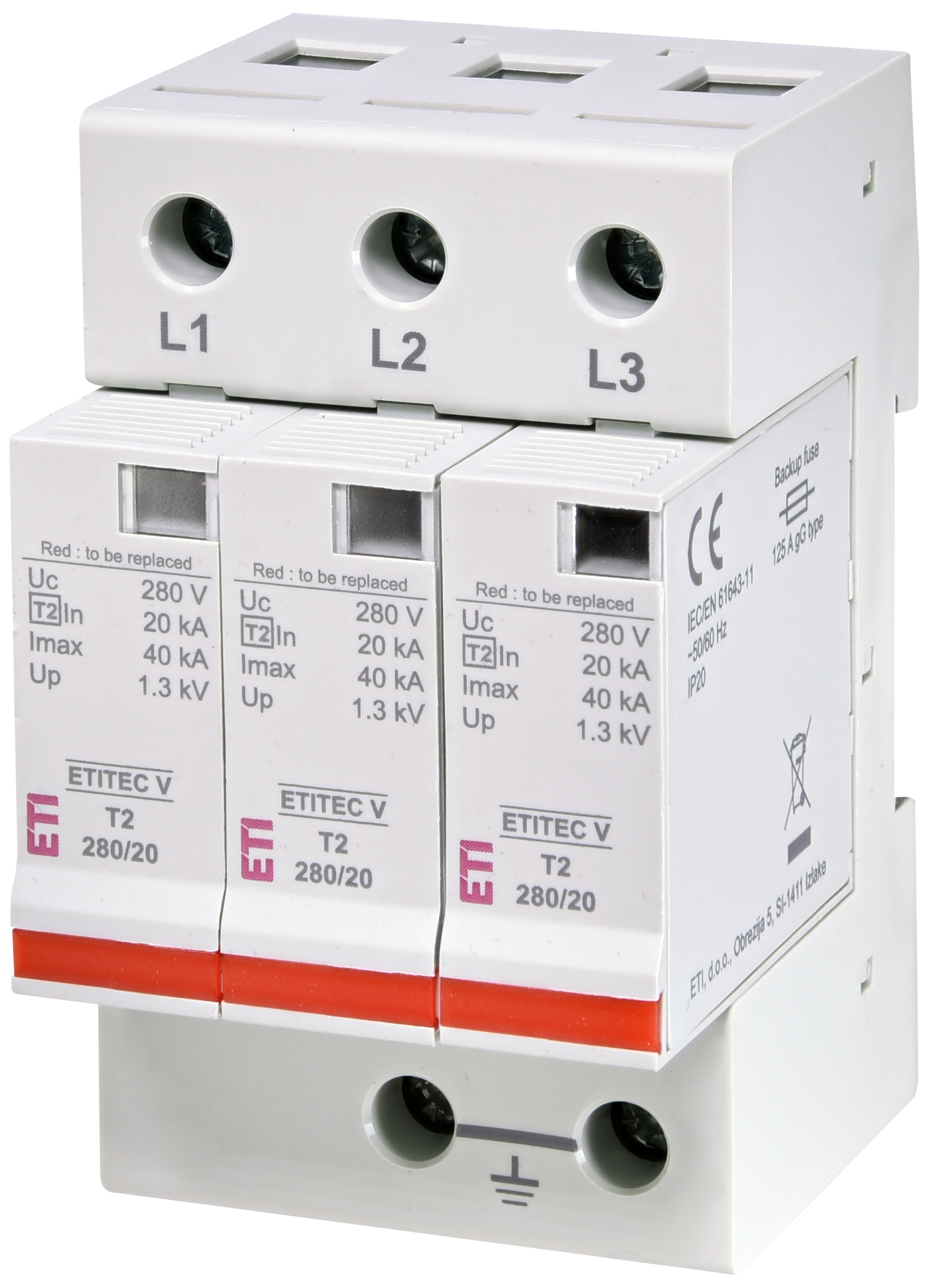 Prenapetostni odvodnik ETITEC V T2 280/20 3+0 002443013