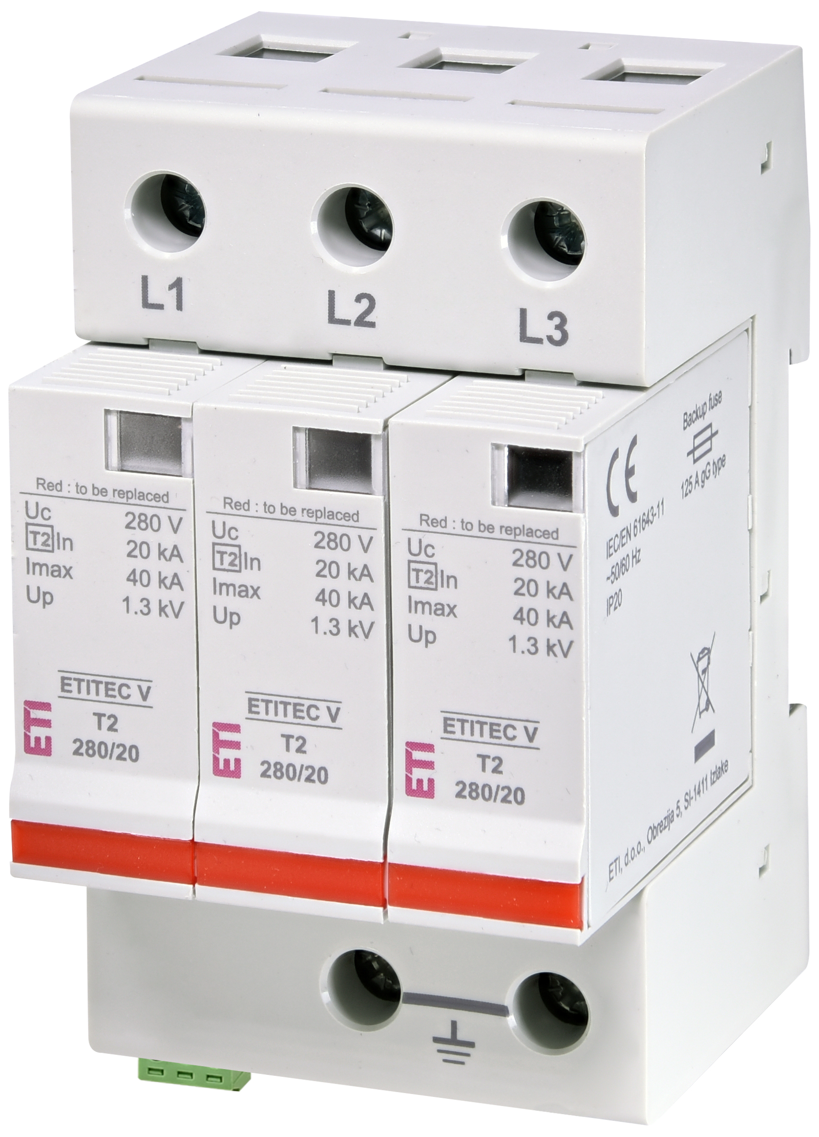 Prenapetostni odvodnik ETITEC V T2 280/20 3+0 RC 002443019