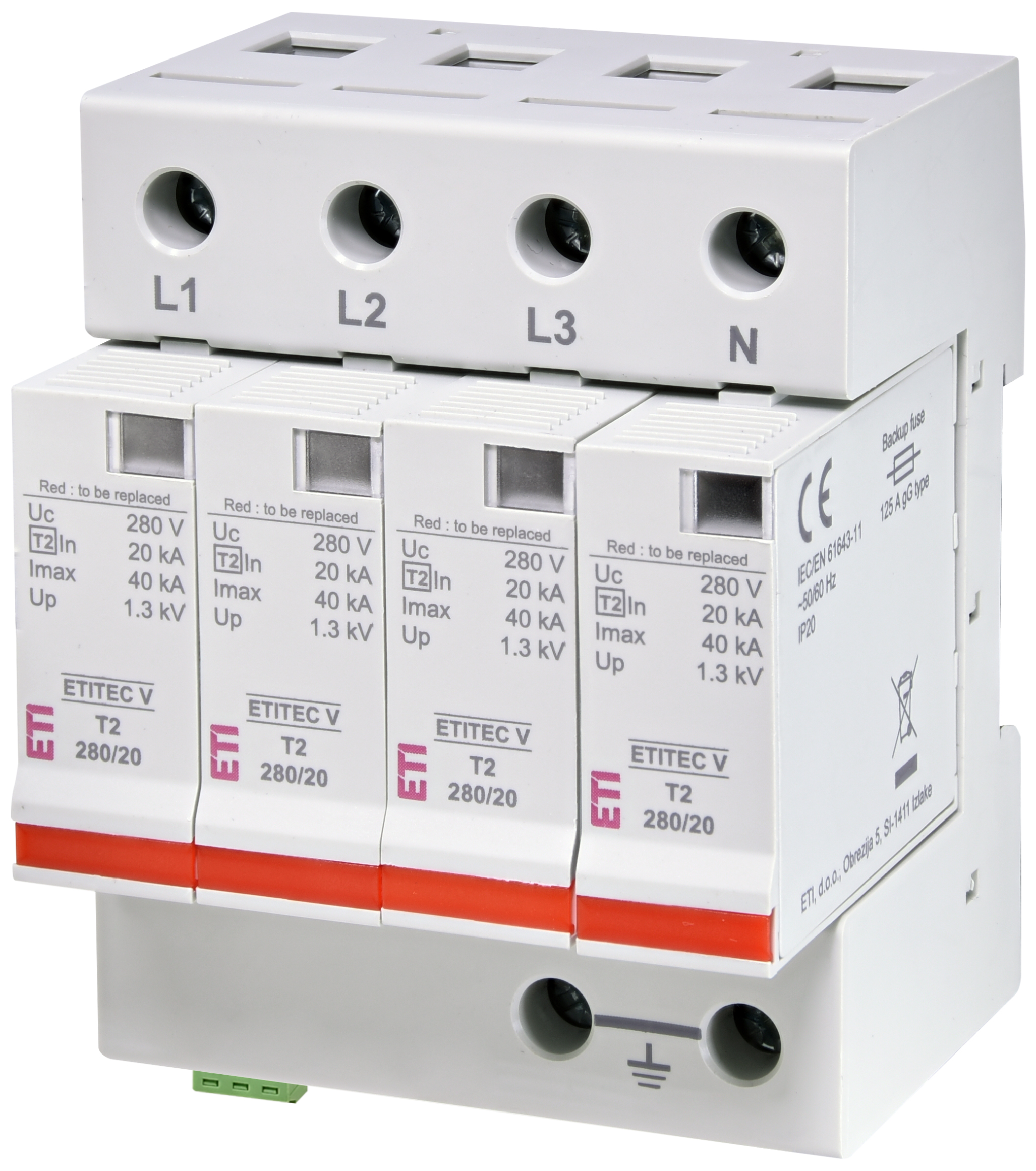 Prenapetostni odvodnik ETITEC V T2 280/20 4+0 RC 002443020