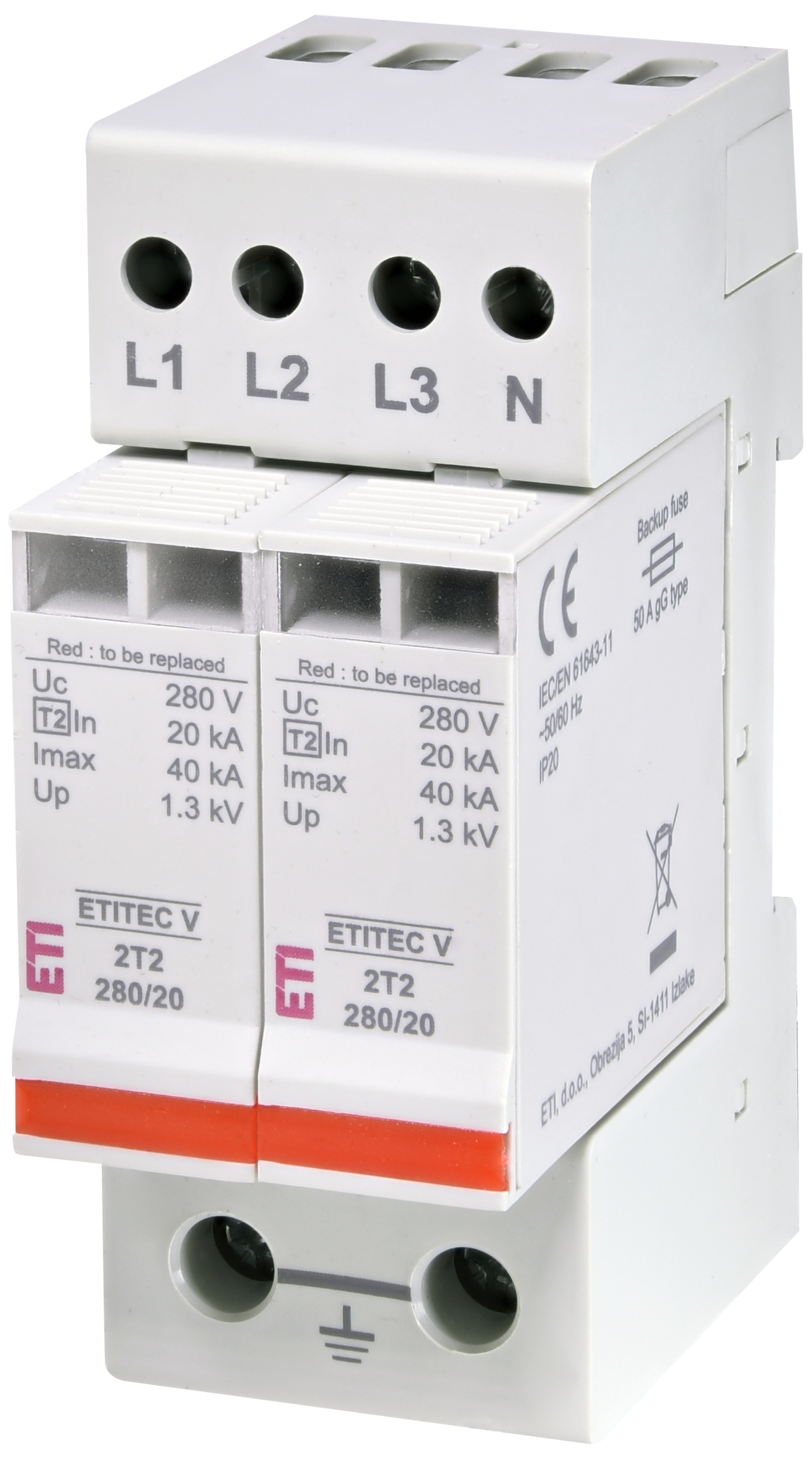 Prenapetostni odvodnik ETITEC V 2T2 280/20 4+0 002443032