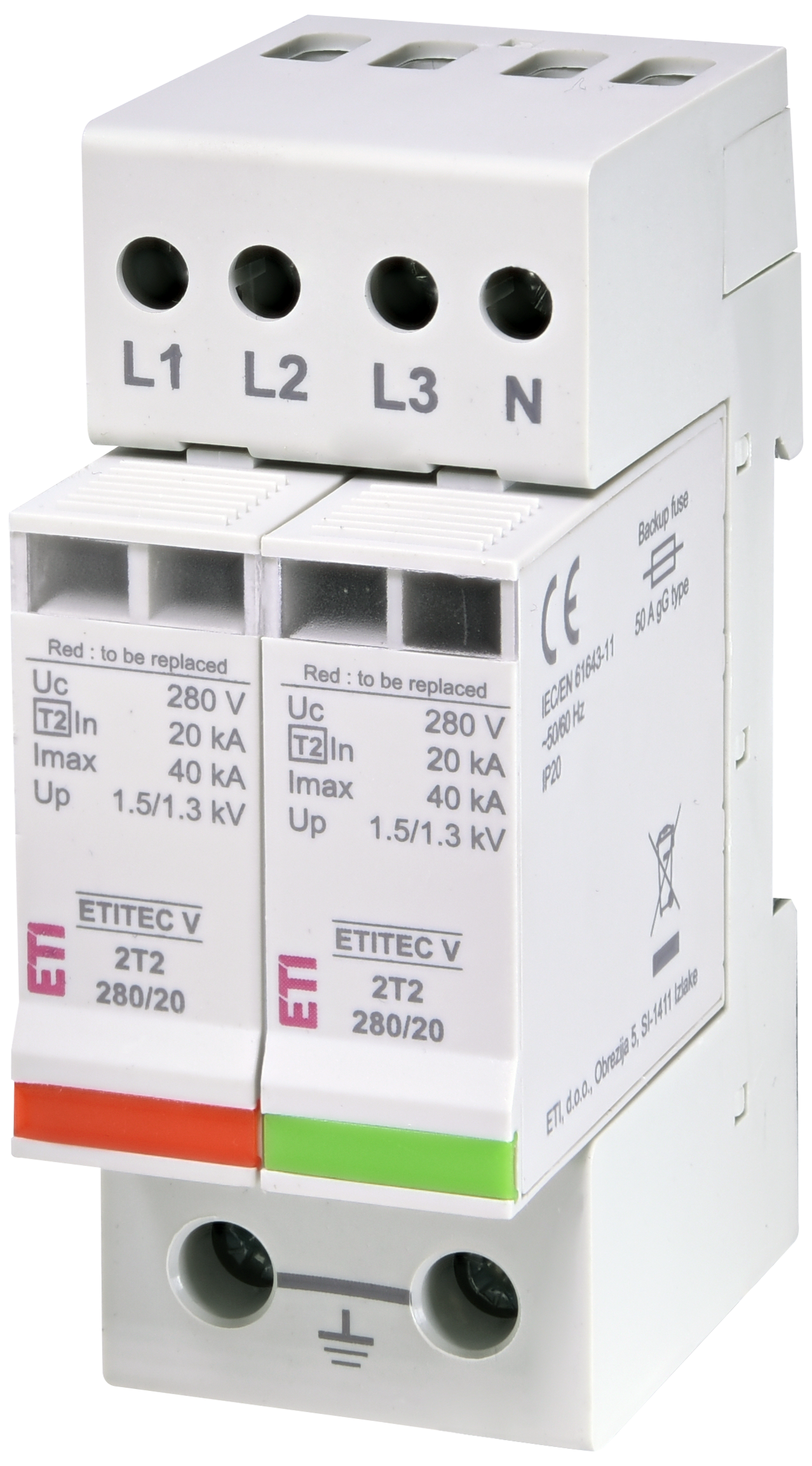 Prenapetostni odvodnik ETITEC V 2T2 280/20 3+1 002443033