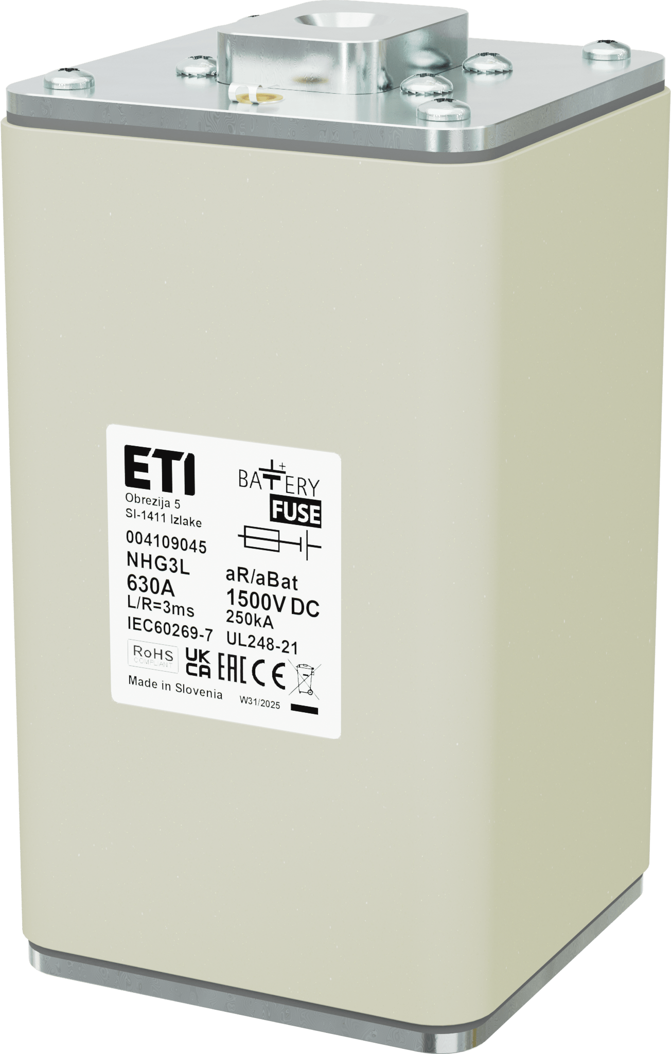 Talilni vložek NHG3L aR/aBat 630A/1500V DC AL 004109045