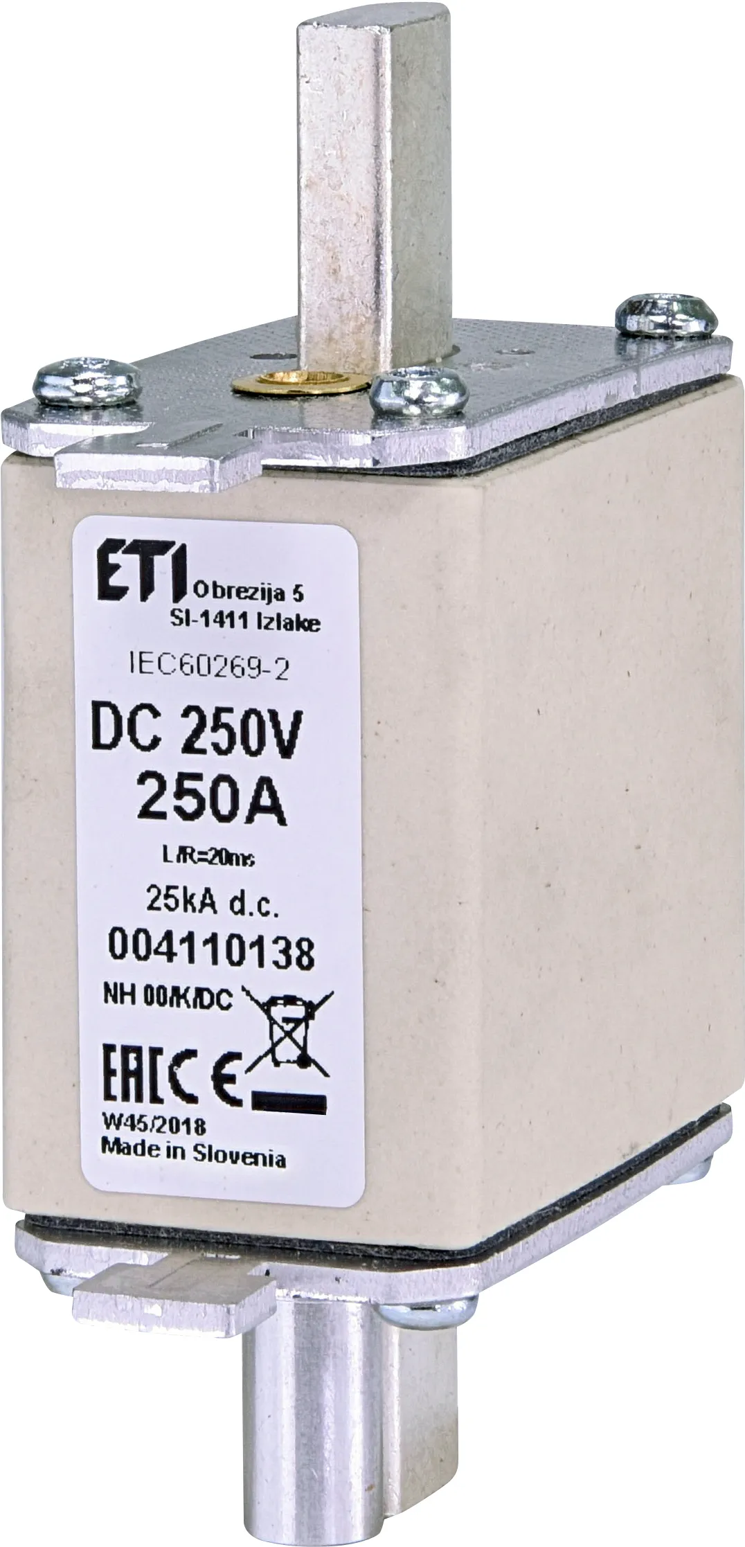 Talilni vložek NH00/K 250A/250V DC 004110138