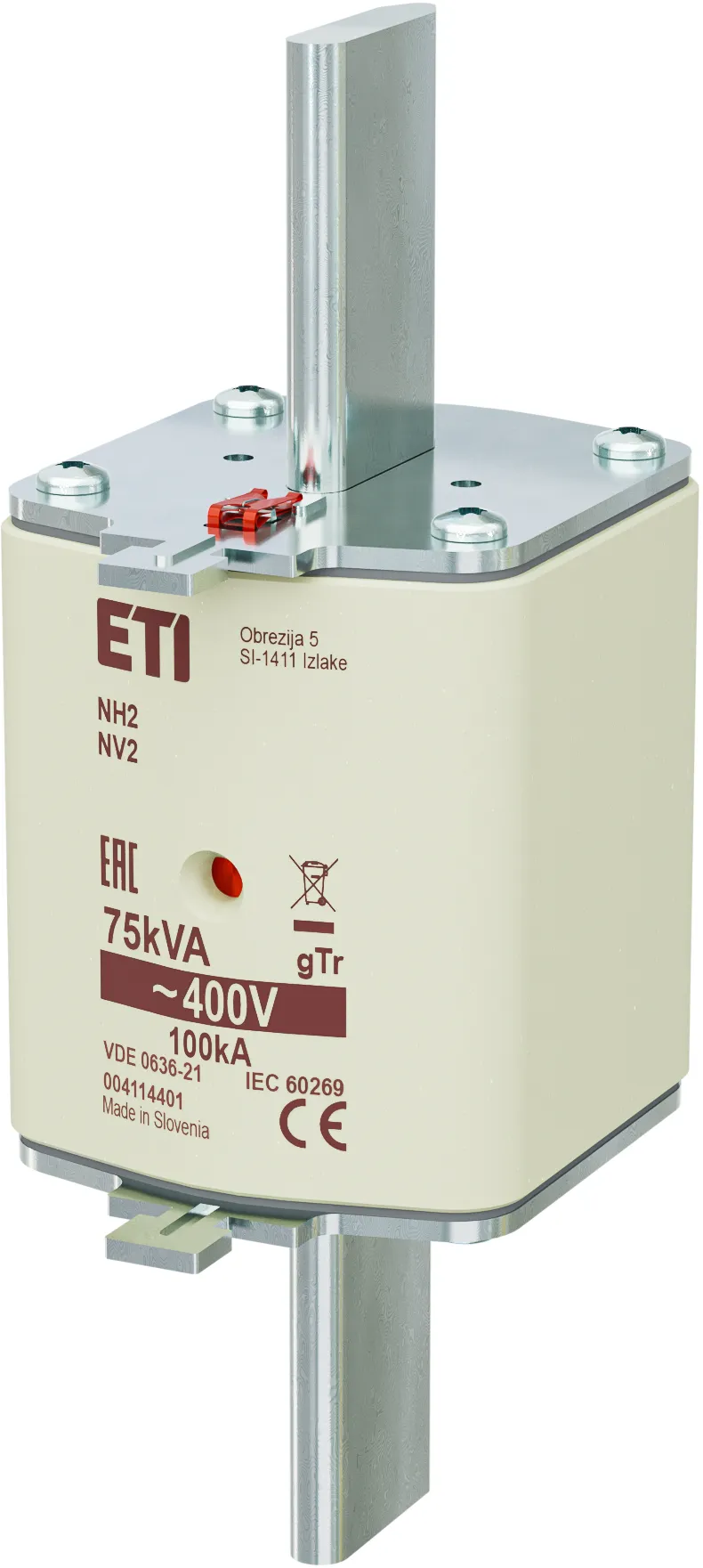 Talilni vložek NH2 gTr 108A/400V/75kVA 004114401