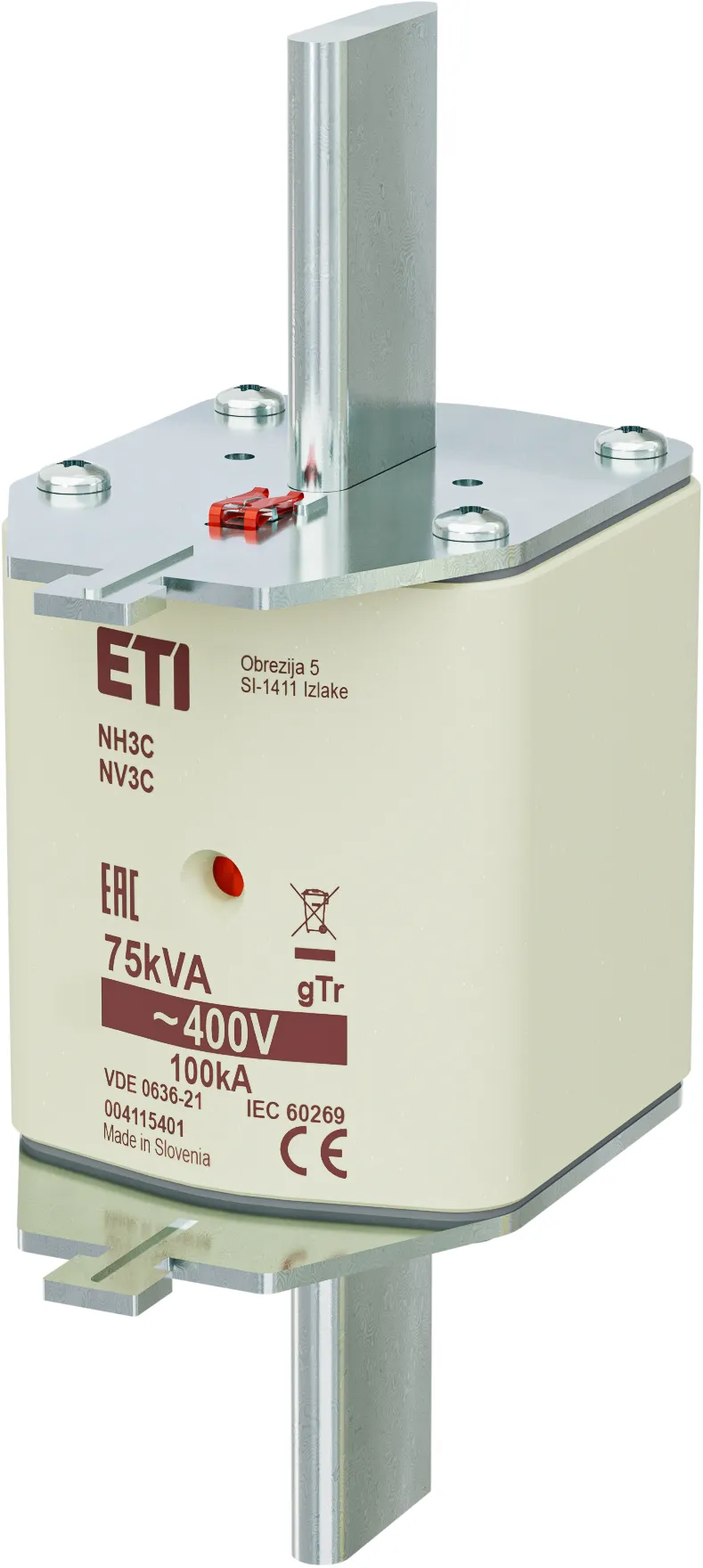 Talilni vložek NH3C gTr 108A/400V/75kVA 004115401