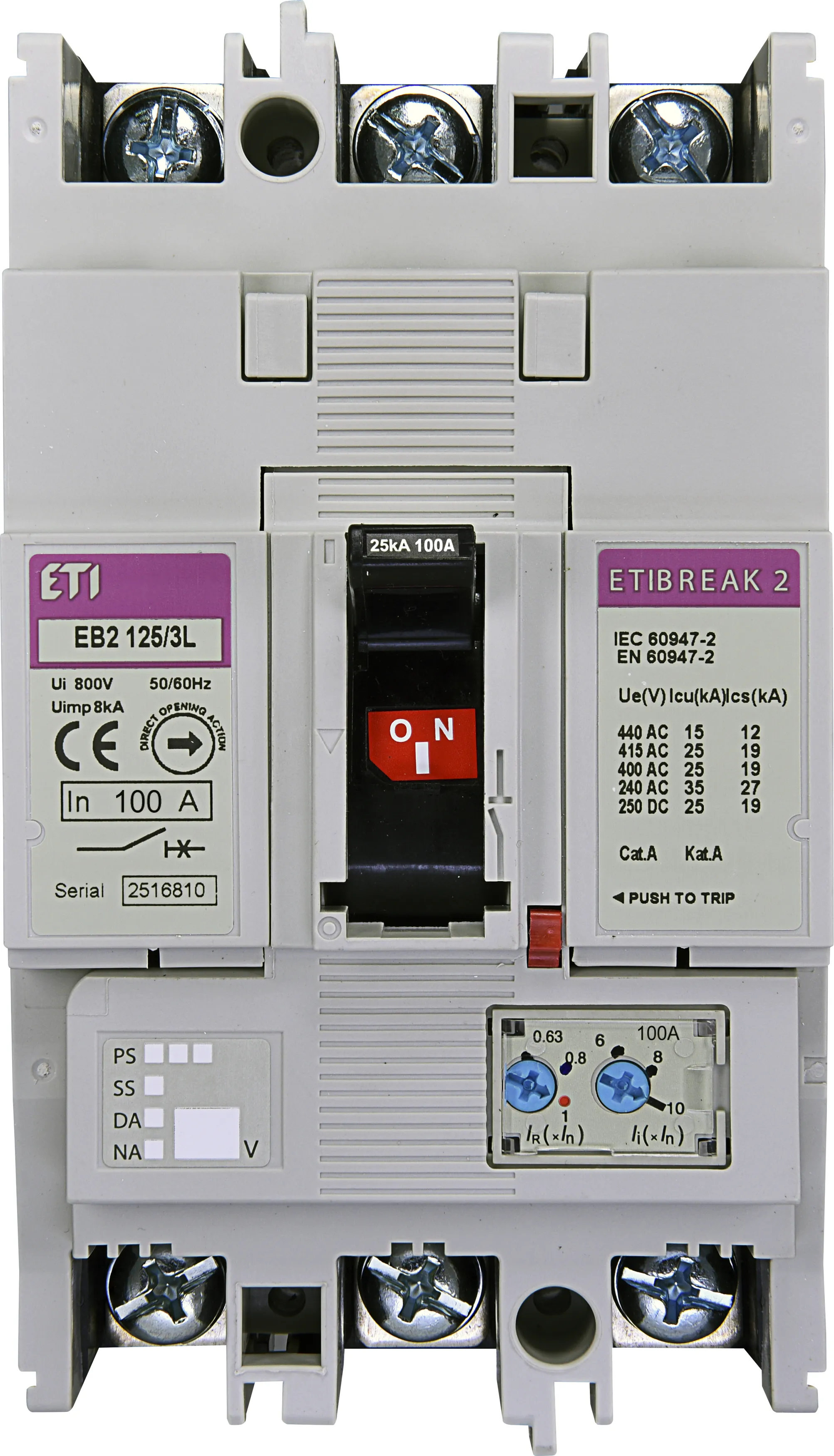 Kompaktni odklopnik EB2 125/3L 100A 3p 004671025