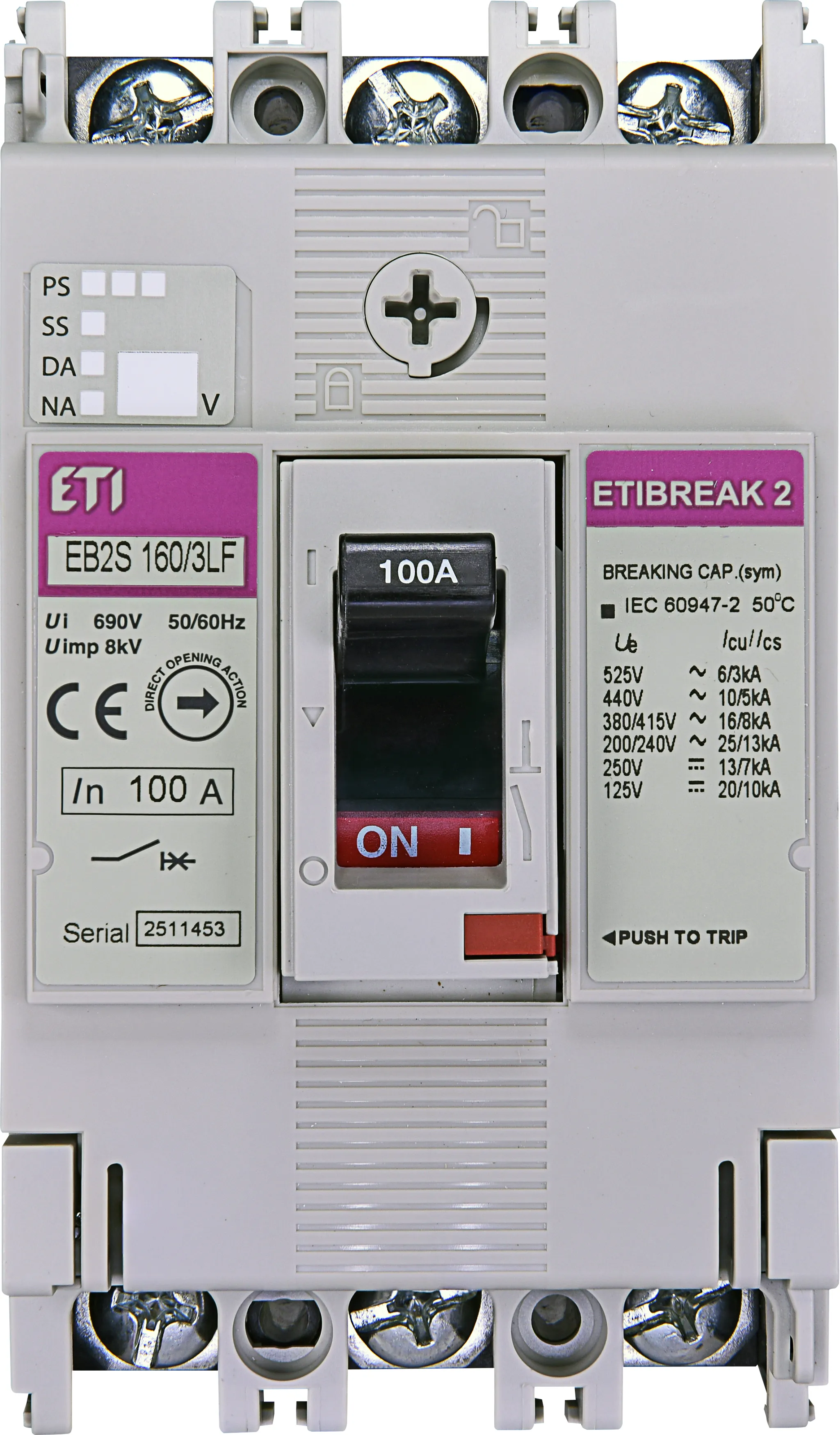 Kompaktni odklopnik EB2S 160/3LF 100A 3p 004671809