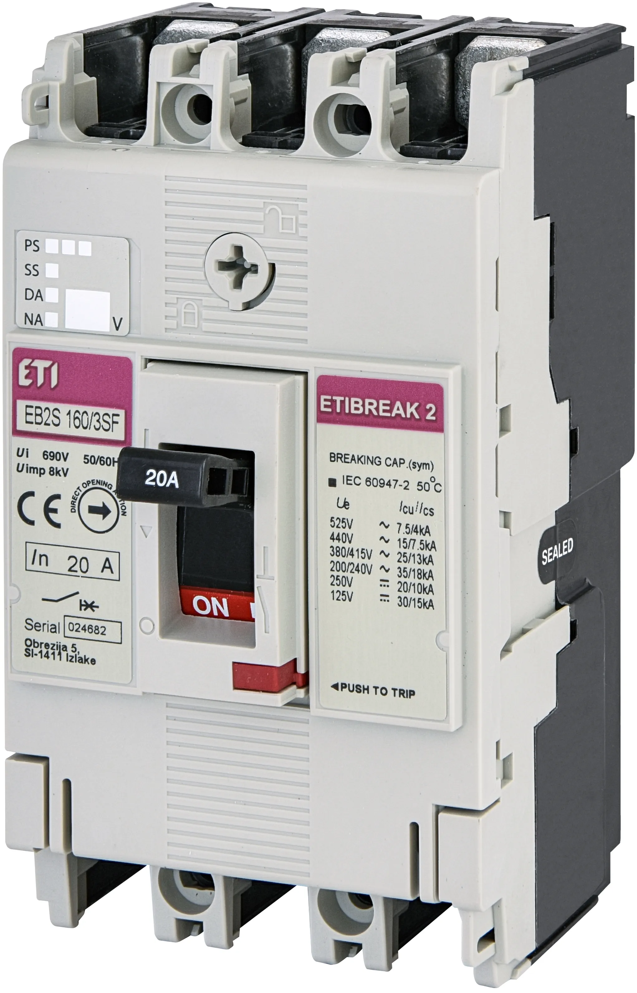 Kompaktni odklopnik EB2S 160/3SF 20A 3p 004671828