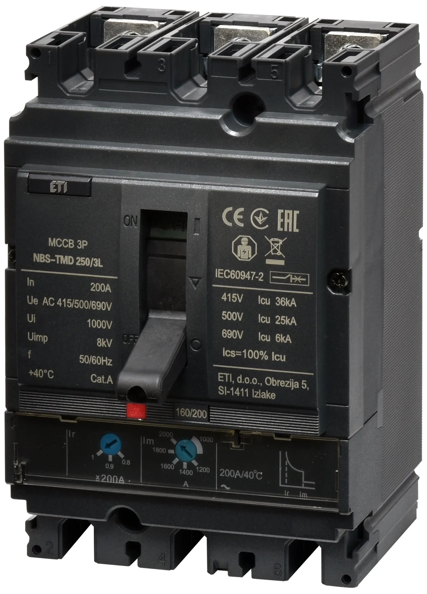 Kompaktni odklopnik NBS-TMD 250/3L 200A 3P 004673071
